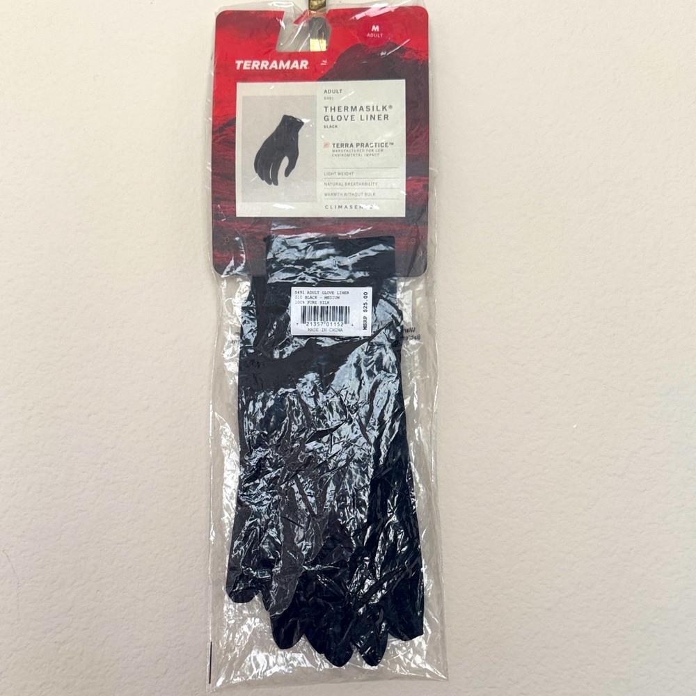 Terramar Thermasilk Black Glove Liners